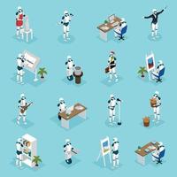 Creative Robots Isometric Icons Vector Illustration