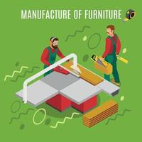 Manufacture Of Furniture Isometric Illustration Vector Illustration