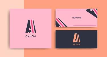 Letter A logo design with business card vector