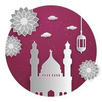 Eid mubarak background in paper cut style vector