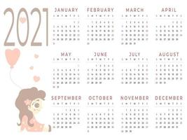 Calendar 2021  12 months Vector