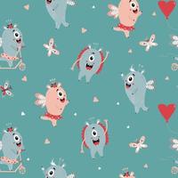 Seamless background with monsters vector