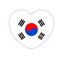 south korea flag in a shape of heart Icon flat heart symbol of love on the background national flag vector
