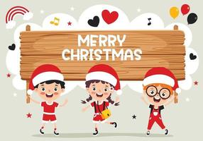 Christmas Greeting Card Design With Cartoon Characters vector