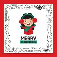 Christmas Greeting Card Design With Cartoon Character vector