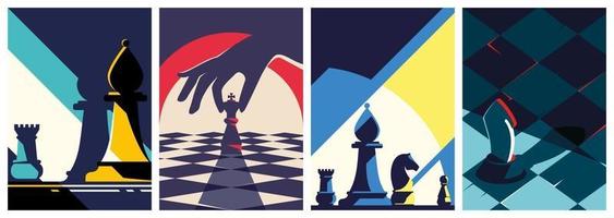 Collection of chess posters vector