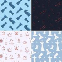 Set of seamless patterns with chess pieces vector