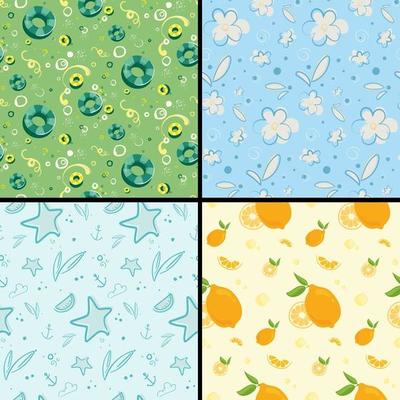 Set of summer seamless patterns