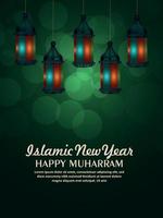 Islamic new year islamic background with creative lantern vector
