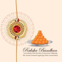 Indian festival of happy raksha bandhan celebration greeting card with rakhi and sweet vector