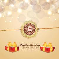 Vector illustration of happy raksha bandhan invitation greeting card with vector rakhi and gift