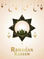 Ramadan kareem invitation greeting card with vector illustration with arabic lantern