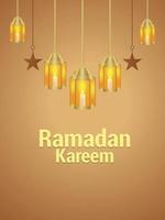 Ramadan kareem invitation greeting card with vector illustration with arabic lantern