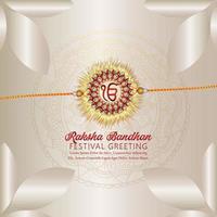 Happy raksha bandhan with crystal and gold rakhi on creative background vector