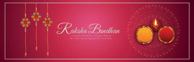 banner de invitación raksha bandhan o encabezado con crystal rakhi vector