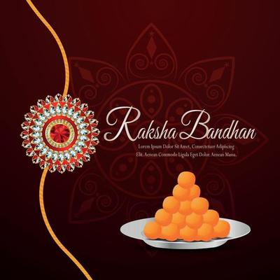 Raksha bandhan realistic vector illustration with sweet laddoo on creative background