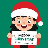 Christmas Greeting Card Design With Cartoon Character vector