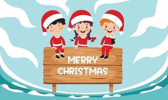 Christmas Greeting Card Design With Cartoon Characters vector