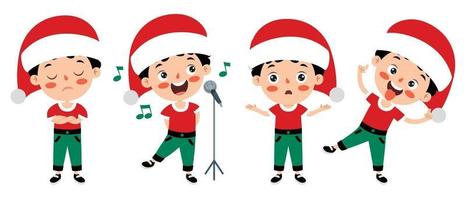 Christmas Greeting Card Design With Cartoon Characters vector