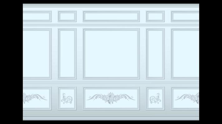 light blue stucco wall panel moulding