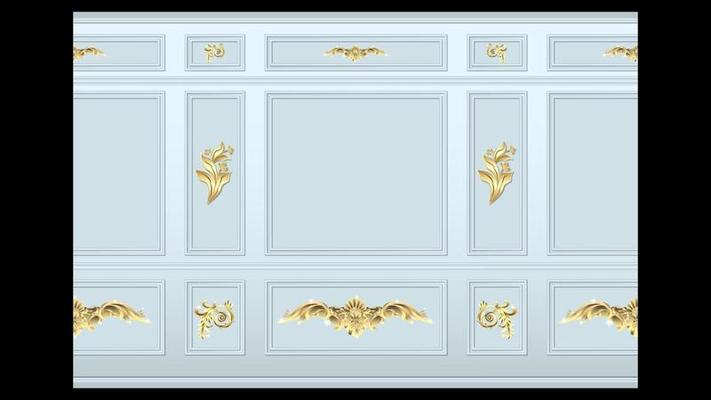 Gold stucco wall panel moulding seamless