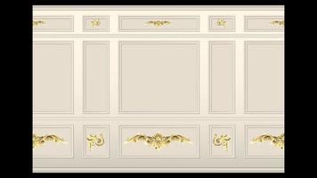 Gold stucco wall panel moulding vector