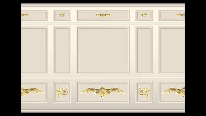 Gold stucco wall panel moulding