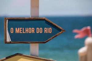 Signpost with the phrase best of Rio written in Portuguese in Rio de Janeiro
