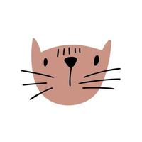 Children Vector Cute hand drawn Cat Scandinavian face