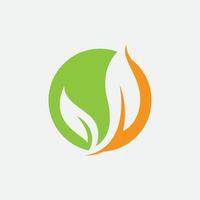 Green leaf ecological element vector icon logo