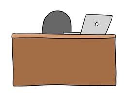 Cartoon Vector Illustration of Desk and Laptop