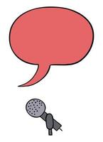 Cartoon Vector Illustration of Microphone and Speech Bubble