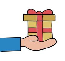 Cartoon Vector Illustration of Giving Gift