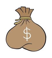 Cartoon Vector Illustration of Dollar Money Sack