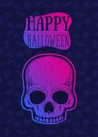 diseño de banner de cartel de vector de feliz halloween con calavera