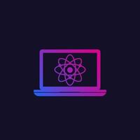 atom icon with computer vector