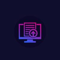 upload document or file via computer vector icon