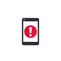 notification icon with smartphone and alert sign vector