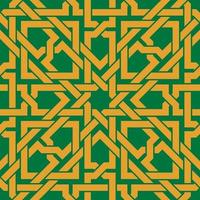 Seamless pattern with golden celtic ornament on green background vector