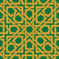 Seamless pattern with golden celtic ornament on green background vector