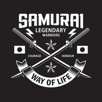 Crossed Katana Samurai Swords Emblem On Black vector