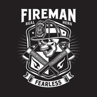 Fireman Skull With Crossed Axes vector