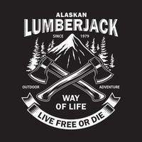 Lumberjack Emblem With Crossed Axes On Black vector