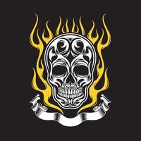 Ornate Flaming Skull vector