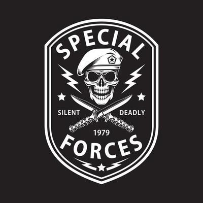 Army Special Forces Emblem With Crossed Dagger On Black