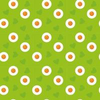 Cute cartoon seamless green eggs pattern Spring Easter print fried eggs and hearts Holidays concept Can be used as texture Stock vector illustration in flat style