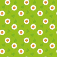 Cute cartoon seamless green eggs pattern Spring Easter print fried eggs and hearts Holidays concept Can be used as texture Stock vector illustration in flat style