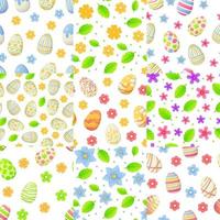 Set of spring seamless patterns with Easter egg  flowers and leaves Can be used as easter hunt element for web banners  posters and textures Stock vector illustration in cartoon realistic style