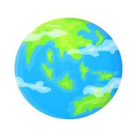 Cartoon Earth planet in flat style isolated on white background vector