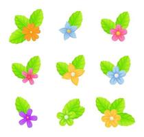 Set of spring flowers with leaves compositions vector